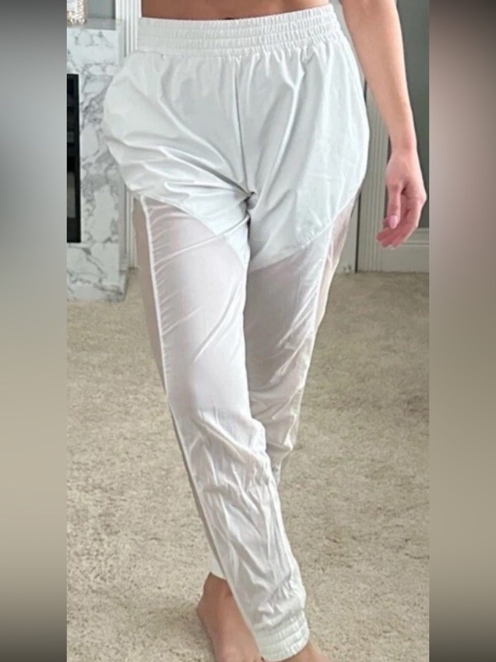 Victoria Secret Sports, Womens Small White Mesh, Sheer Panel Workout Pants.